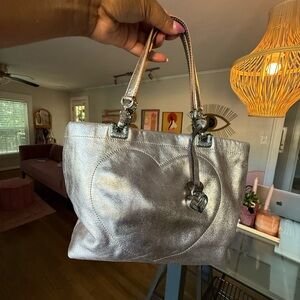 Brighton Silver Heart Charm Shoulder Bag